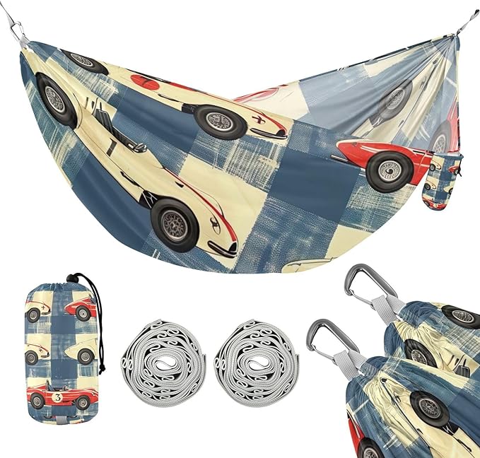 FRMG Cartoon Car Camping Hammock 500 lbs Capacity Portable Hammocks with Tree Straps & Attached Carry Bag, Camping Essentials Gear A0900423a