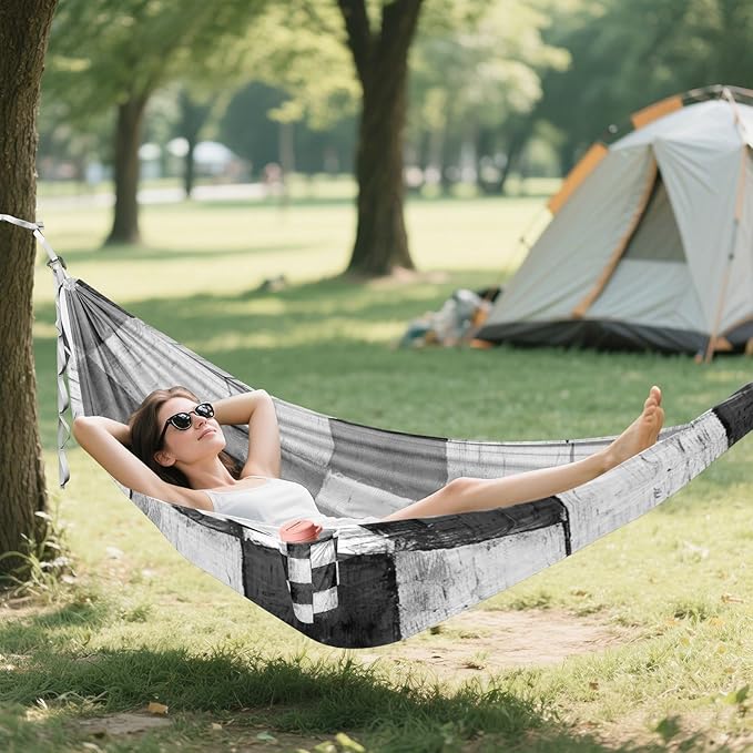 Black and White Square 330lb Capacity Hammocks with Hanging Ropree Hammock for Outside Beach Patio Garden Base de hamaca para adultos