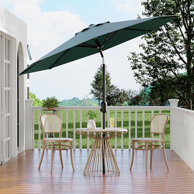Garvee 10FT Patio Umbrella - Outdoor Table Umbrella with Smooth Crank Lift, Push Button Tilt and 8 Sturdy Ribs - Market Umbrella UV Protection Waterproof for Pool, Deck, Yard, Garden