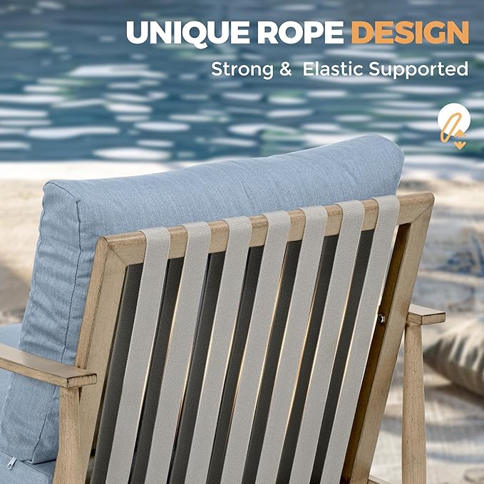 HAPPATIO Patio Outdoor Furniture Set - 6 Pieces Aluminum Outdoor Conversation Set with 1 Cushioned Loveseat, 1 Coffee Table, 2 Swivel Chairs, and 2 Ottomans for Yard, Porch, and Deck (Brown)