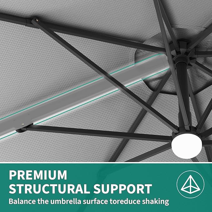 Garvee Cantilever Patio Umbrella 10ft Large Round Umbrella Outdoor Market Umbrellas 360°Rotation Offset Hanging Outdoor Shade for Patio