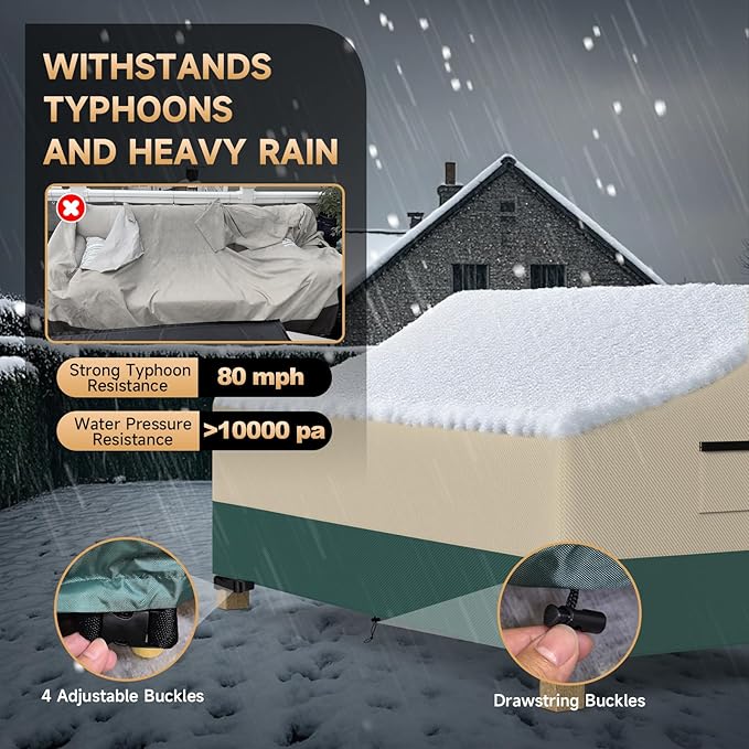 Patio Sofa Cover Waterproof | Outdoor Furniture 3-Seater Sofa Cover Protector with Handle & Air Vents | All-Weather Covers Fit 79"Lx38"Wx35"H Patio Couch / Sofa / Loveseat