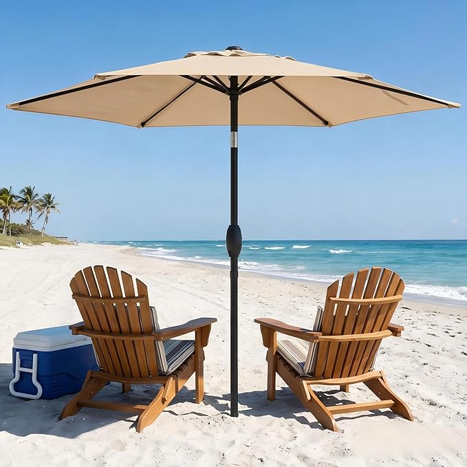 SUNVIVI OUTDOOR Outdoor Patio Umbrella, Patio Umbrella, Market Umbrella, Large Outdoor Umbrella, Metal Pole Umbrella with Push Button Tilt and Crank, Polyester Canopy