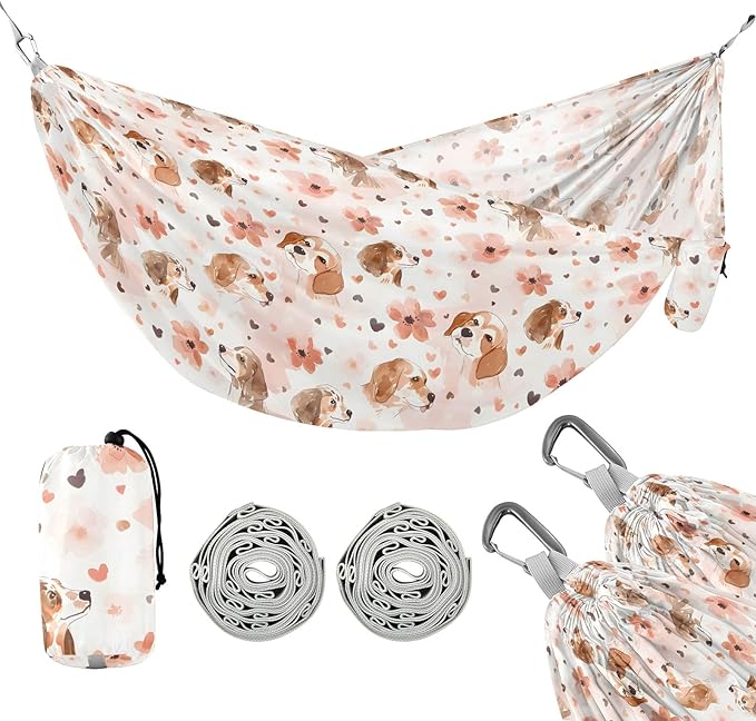 Camping Hammock Outdoor Hammocks for Outside Cocker Spaniel Dog Beach Trees Portable Lightweight with Pockets Tree Straps Indoor Small