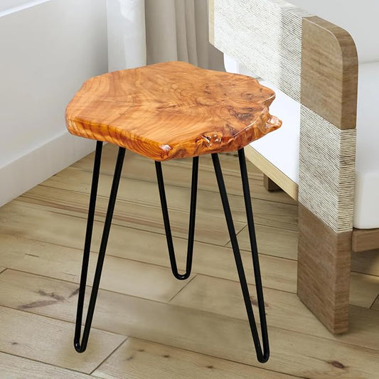 Natural Cedar Live Edge Side Table 18" x 15" x 21" Vintage Wooden Slab Coffee Tables Outdoor Solid Rustic Wood Accent Plant Stand End Tables for Living Room Patio Bedroom