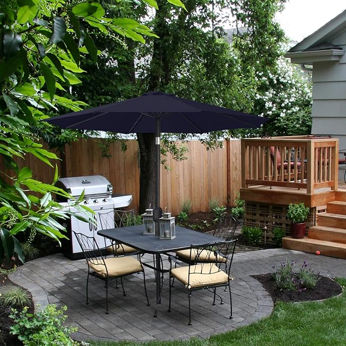 ABCCANOPY 7.5FT Outdoor Patio Umbrella, UV Protection Table Umbrella w/Crank for Easy Set Up, Suitable for Garden, Lawn, Deck & Backyard (Navy Blue)