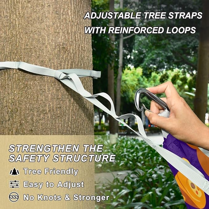 Mardi Gras Carnival Little Doll Beads Outdoor Hammock with Tree Straps Tree Hammock for Outside Beach Patio Garden