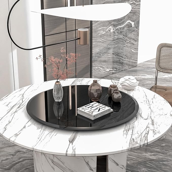 28" Round Tempered Glass Table Top, Black Glass Surface Protector Heat & Scratch Resistant Multipurpose for Dining, Coffee, Restaurant, Office and End Table (Black, 28 Inch)