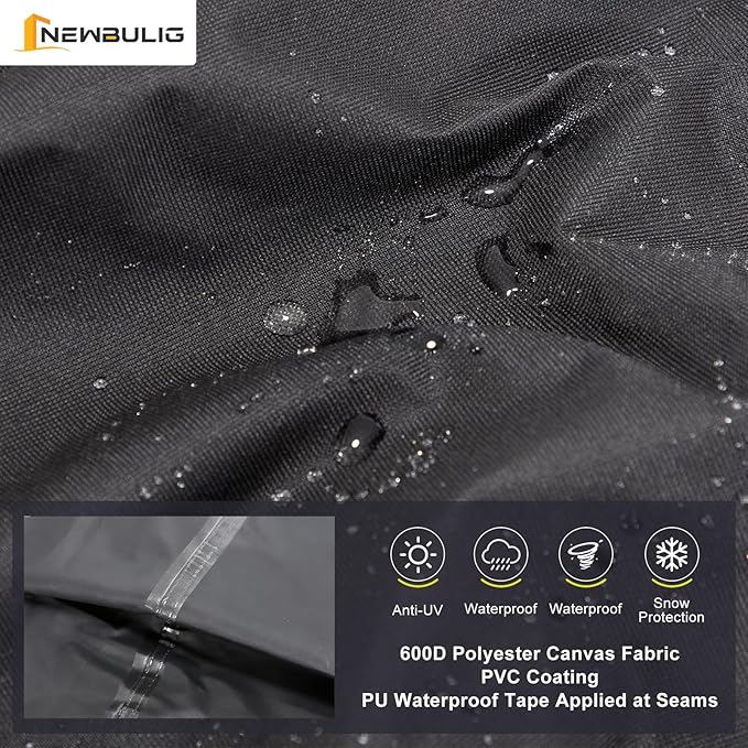 NEWBULIG Waterproof Patio Furniture Covers, Heavy-Duty 600D 126"L x 63"W x 28"H All-Weather Outdoor Furniture Cover Anti-UV with Air Vent for Couch, Sectional Sofa, Table and Chair, Black