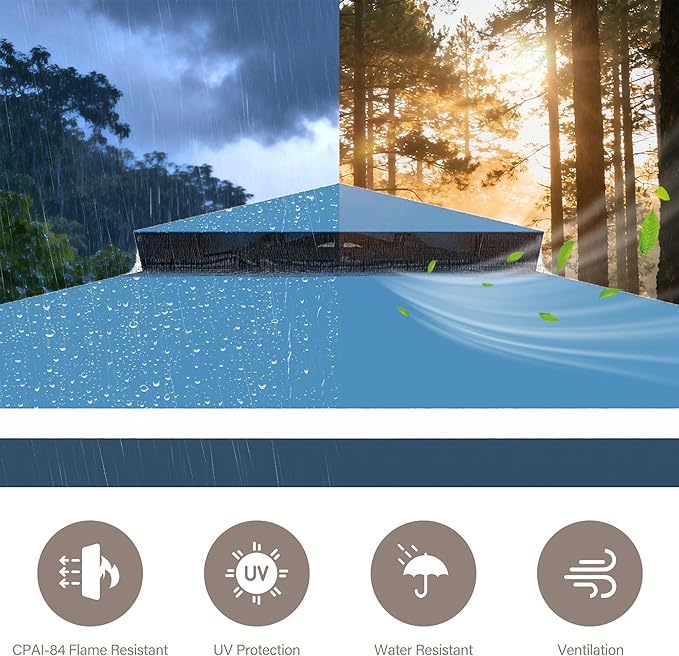 LAUSAINT HOME Patio Gazebo 8'x8', Outdoor Heavy Duty Party Tent Shelter with Double Roofs, Mosquito Nettings and Privacy Screens for Backyard, Garden, Lawn, Steel Blue