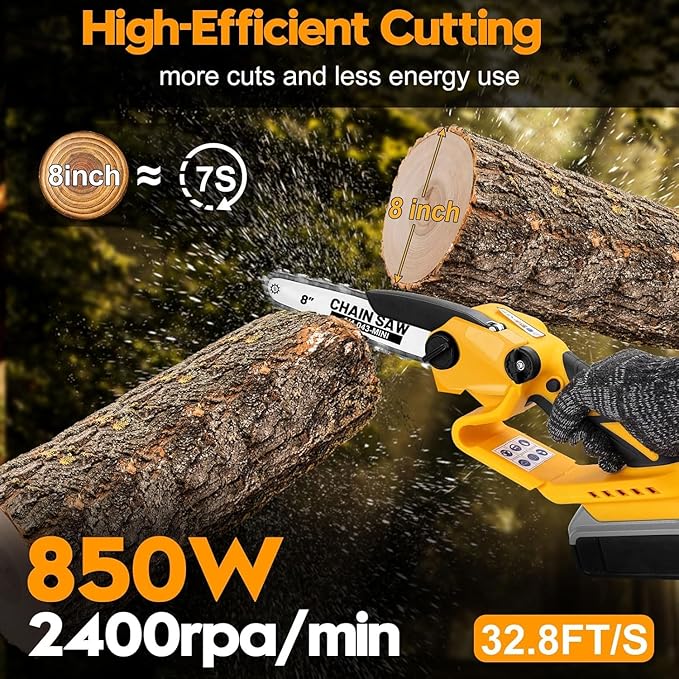 Cordless Mini Chainsaw for Dewalt 20V MAX Battery Powered (NO Battery), Electric Cordless Hand Chainsaw 8 Inch for Wood Cut Tree
