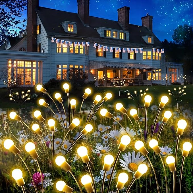 Solar Waterproof Outdoor Lights New Upgrade Solar Garden Lights, Swaying Fireflies, Suitable for Garden Decoration, Patio, Path & Holiday Decoration. (2 Packs - 16 LED)