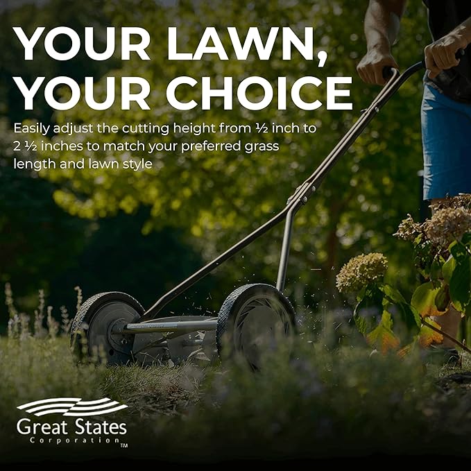 Great States 415-16 16-Inch Reel Mower Standard Full Feature Lawn Mower with T-Style Handle and Heat Treated Blades