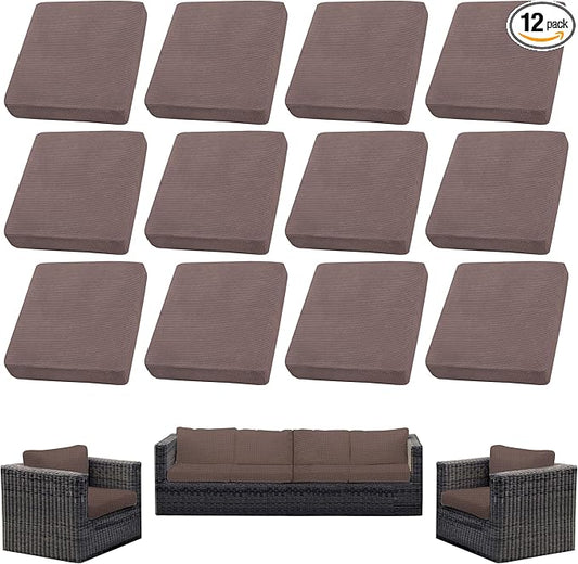 Outdoor Cushion Covers Set,12PCS Patio Furniture Couch Seat Slipcovers, Replacement for Sofa Sectional Chair(Cover，Only)