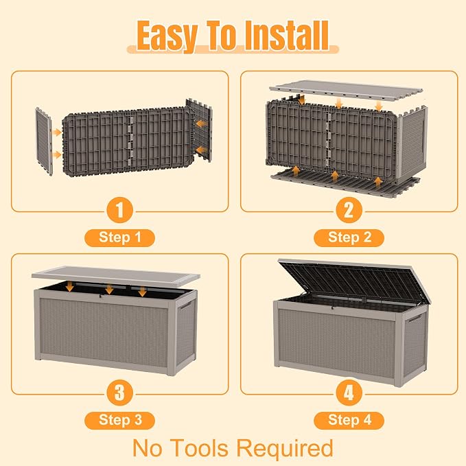 Outdoor Storage Box,320 Gallon Resin Deck Box,Waterproof & UV Resistant Lockable Package Delivery Bin,Toy Cabinet for Indoor & Outdoor
