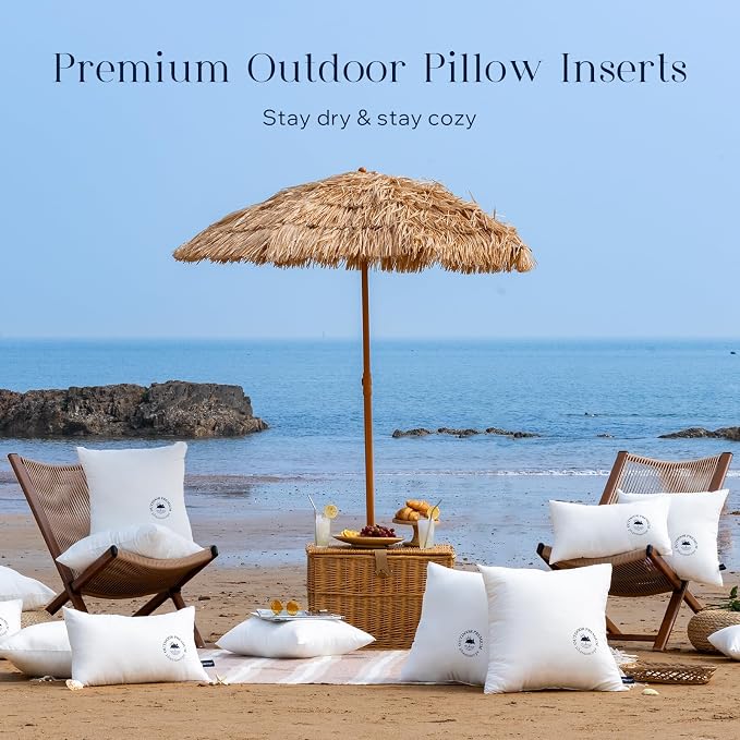 Phantoscope 18x18 Outdoor Pillow Inserts 4 Pack Outdoor Pillows Waterproof | Water Resistant Outdoor Pillows for Patio Porch Furniture Indoor Decorative Throw Pillows Fillers Couch Sham Cushion Stuffer
