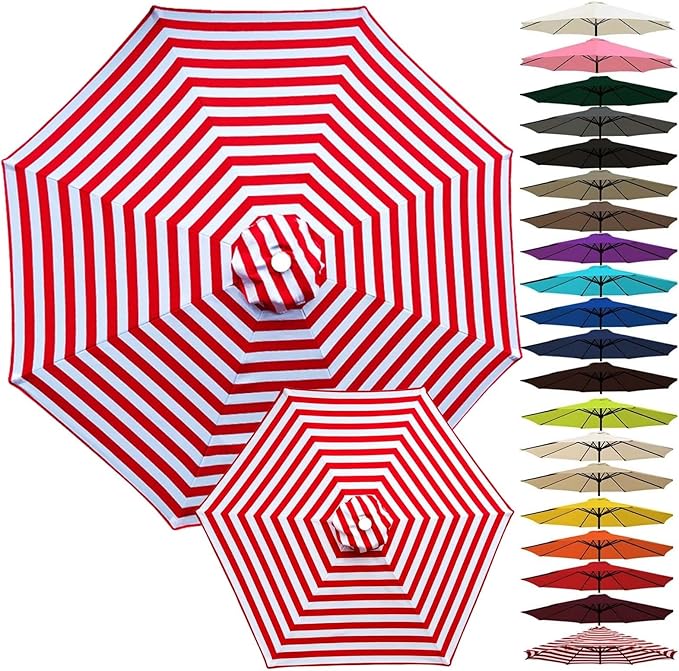 Outdoor Umbrella Replacement Canopy, Patio Umbrella Replacement Top Cover, Outdoor Umbrella Replacement Cloth, 6.5-13.1ft Waterproof UV-Resistant Fabric, for Garden Pool, Canopy Only