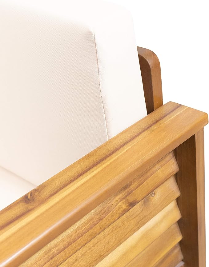 Christopher Knight Home Louver Chat Set, Teak + Cream