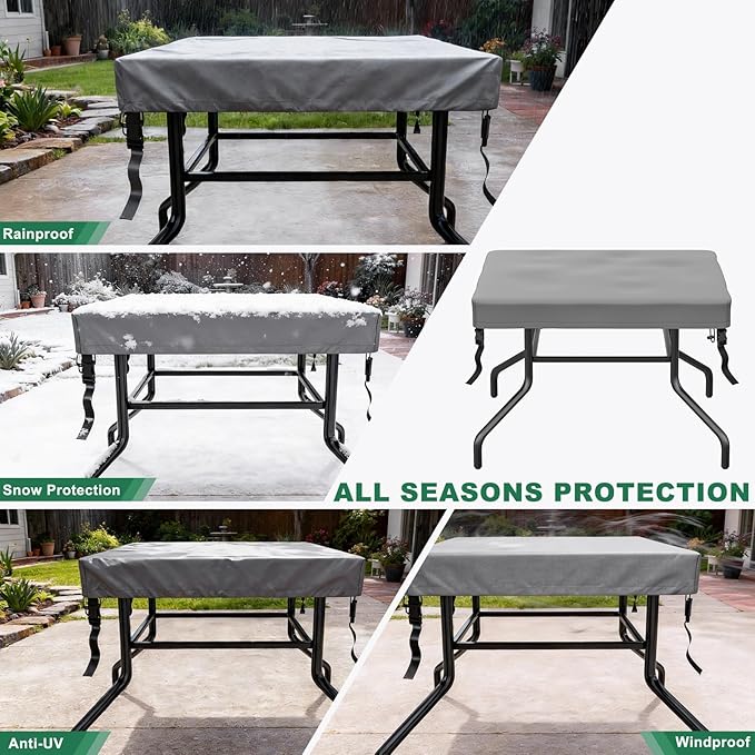 M METERXITY Square Patio Table Cover, 36"L x 36"W x 4"H Rectangular Table Cover for Outdoor Furniture, All-Weather/Waterproof/UV-Resistant, Patio Furniture Protector [Grey]