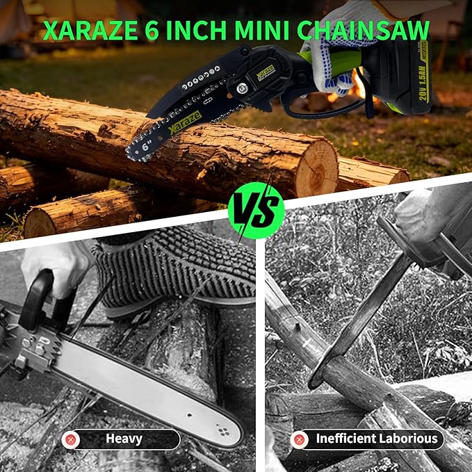 Mini Chainsaw Cordless, 6 Inch Hand Held Portable Electric Chainsaws [2026 Upgraded] Small Chain Saw Battery Powered for Garden and Tree Trimmer, Ideal Gardening Gift for Women and Man