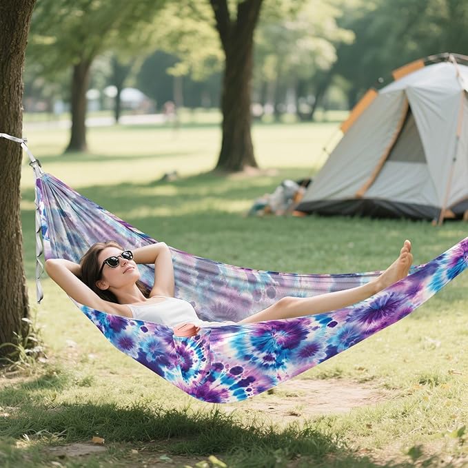 Camping Hammock Outdoor Hammocks for Outside Bacterial Colony Abstract Beach Trees Portable Lightweight with Pockets Tree Straps Indoor