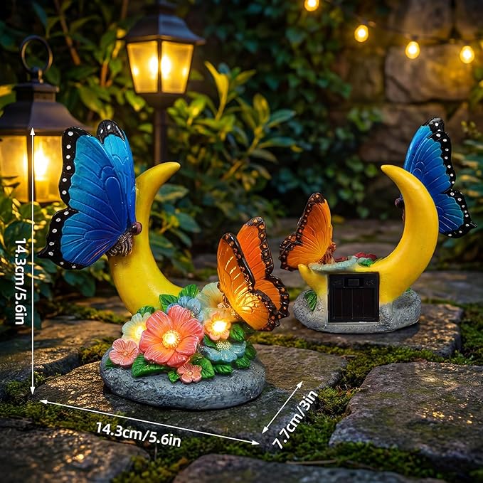 Rempry Solar Garden Butterfly Statue Decor for Yard Lawn Patio Outdoor, Unique Thanksgiving Anniversary Housewarming Decoration Gifts for Mom Grandma Women