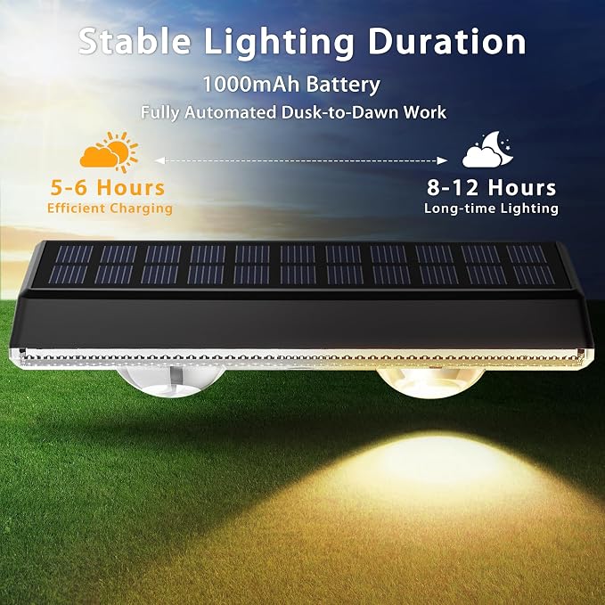 Solar Fence Lights Outdoor - 2 Pack RGB Fence Lights Solar Powered, 7 Color Modes & Warm White, IP67 Waterproof Dusk to Dawn Solar Powered Lights 12+ Hours for Fence/Backyard/Wall/Step/Patio/Deck