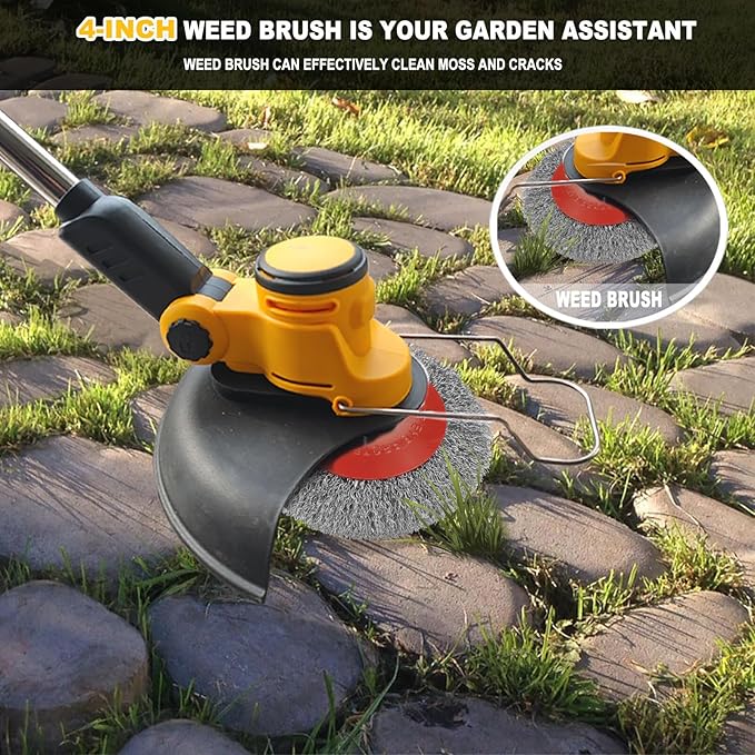 Cordless Weed Wacker for Dewalt 20V Battery, 4 in 1 Weed Eater Battery Powered, 1300W Lightweight Electric Weed Wacker, String Trimmer, Brush Cutter for Lawn, Yard and Bush Trimming (No Battery)