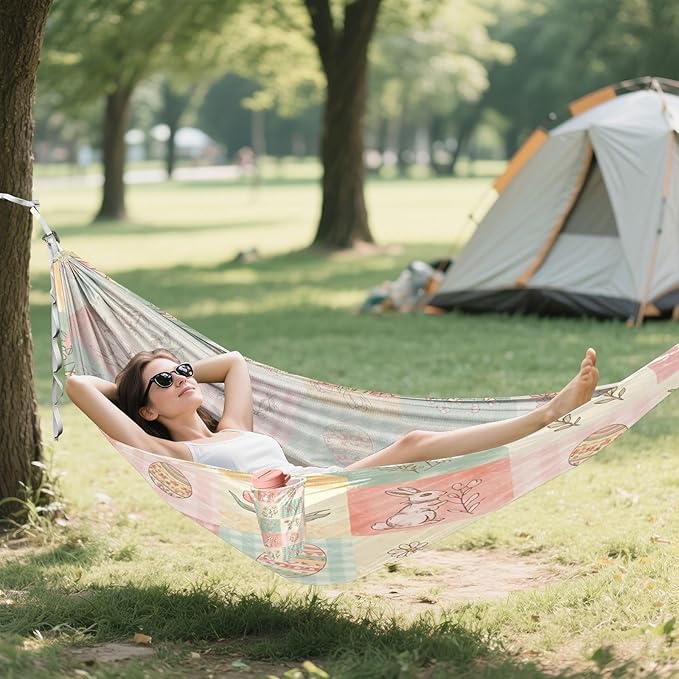 Hammocks for Outside Easter Bunny Camping Hammock Portable Hammocks with Tree Straps and Carry Bag Camping Accessories for Hiking Beach Outdoor