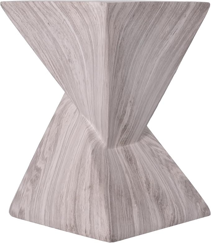 Christopher Knight Home 18.5 Inch Modern Outdoor Faux Concrete Side Table, Patio End Table with Sculptural Fluted Geometric Design, Accent Table for Garden Balcony Poolside