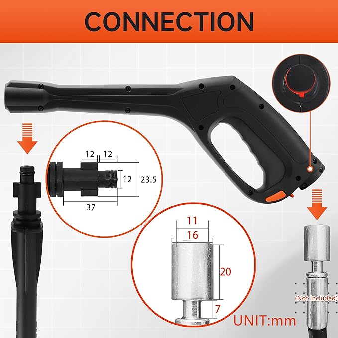 FIXFANS Pressure Washer Gun, Replacement Pressure Washer Wand with Jet and Turbo Nozzle – Compatible with Some of Portland Husky Black Decker Ford Pulsar ShopForce Taskforce Powerwasher Taskmaster