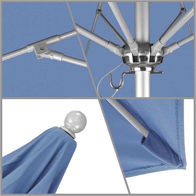 California Umbrella 7.5' Rd. Venture Series Contract Grade Patio Umbrella, Push Open Pin Stop, Silver Finish
