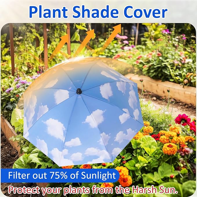 Plant Umbrellas for Outdoor Plants, Large Garden Plant Umbrella Shade Upgraded Adjustable Angle Height for Potted Plants Garden Beds