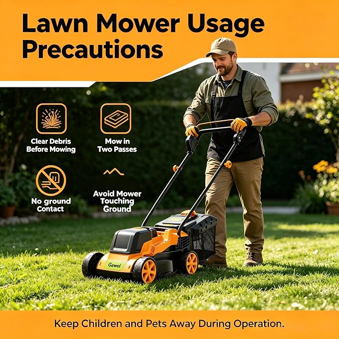 20V Cordless Lawn Mower, 13" Electric Push Mower with 2 x 4.0Ah Batteries & Charger, 5-Position Height Adjustment, Lightweight Battery Powered Lawn Mower with Grass Collection Bag for Yard