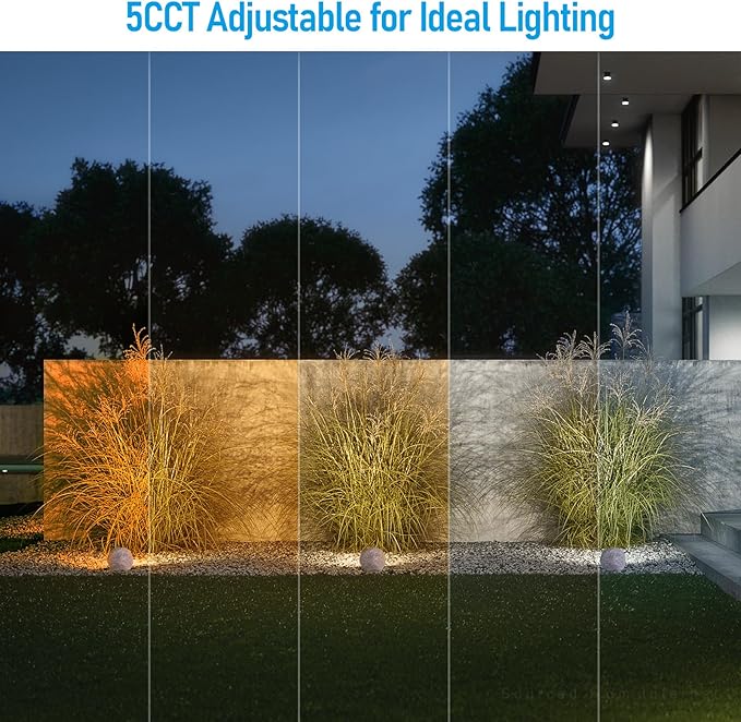 LEONLITE 5CCT LED Rock Lights Outdoor, 5W Low Voltage Landscape Spot Light for Garden, Yard, Decorative Stone Light, 12-24V AC/DC, CRI90, 200lm, IP65 Waterproof, Round, Light Gray, Pack of 4