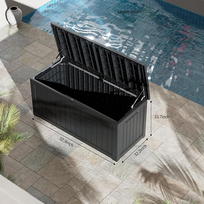 270 Gallon Outdoor Storage Box Patio Deck Box Waterproof, Resin Lockable Outside Large Storage Bin for Pool Cushion Furniture