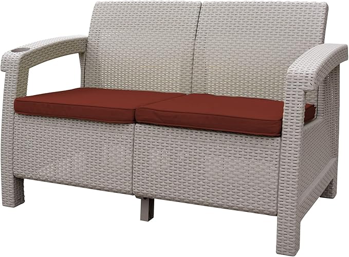 Jeco Pontus 4PC Grey Conversation Patio Set with Brick Red Cushion