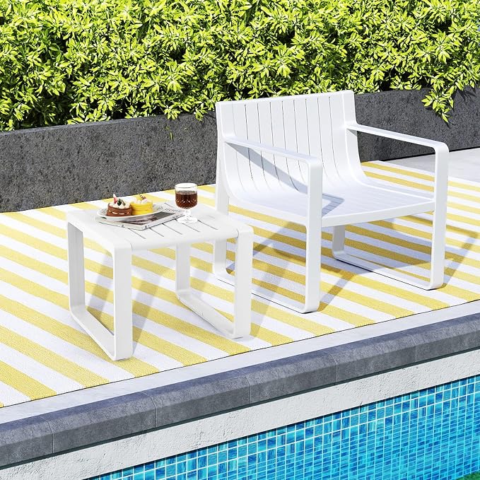 Tangkula Outdoor Side Table Set of 2, 18” Weather Resistant Adirondack Table, Patio End Table, Small Coffee Bistro Table, Indoor & Outdoor Chair Side Table for Porch, Deck, Garden, Yard (White)
