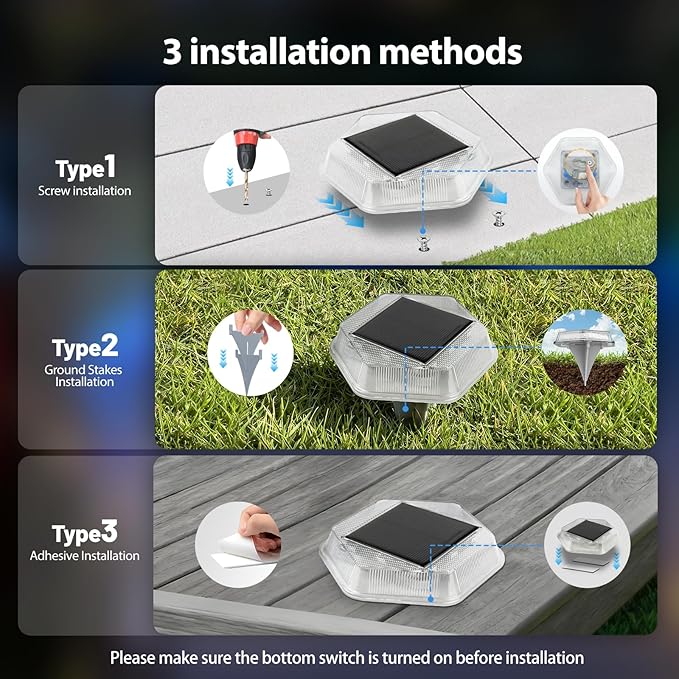 Onforu 12 Pack Solar Driveway Lights,Deck Light Outdoor,2 Modes RGB Colors LED Deck Dock Light Solar Powered,IP65 Step Lights for Driveway Sidewalk Garden Pathway Yard