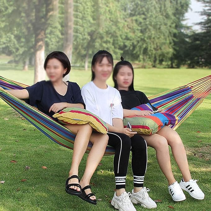 Camping Hammock Bed Thick Canvas Hammock Swing with Carrying Bag for Summer Camping Travelling Hiking Picnic Load Capacity Up to 150 Kg Hammock Swing (Color : A, Size : 200 * 100cm)