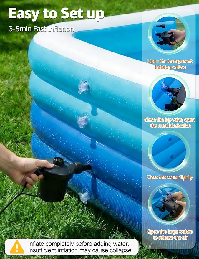 120" 4-Layer Thickened Inflatable Pool for Kids & Adults,Blue | 120",4-Layer,0.32mm Thickened PVC,16Lbs,Swimming Pool for Family, pets,Backyard,Outdoor Summer