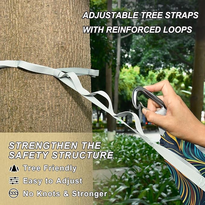 Camping Hammock Outdoor Hammocks for Outside Peacock Feathers Beach Trees Portable Lightweight with Pockets Tree Straps Indoor Small