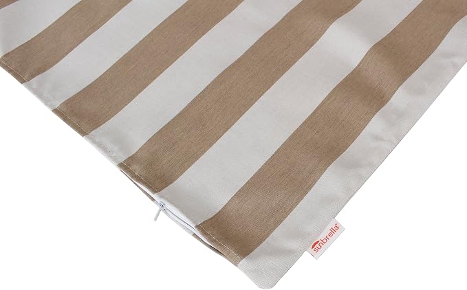 Outdoor/Indoor Sunbrella Throw Pillow Cover Only Square Set of 2 Pieces 16 inch x 16 inch Maxim Heather Beige Stripe - Insert Not Included