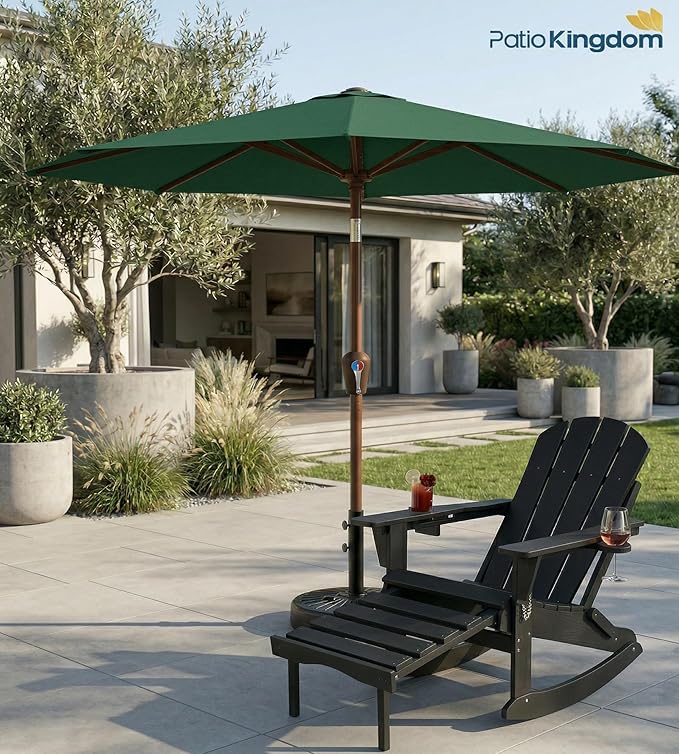 PatioKingdom 10FT Patio Umbrella with Push Button Tilt and Crank, Outdoor Market Umbrella with 8 Fiberglass Ribs, UV Protection Table Umbrella for Pool,Backyard,Garden,Deck