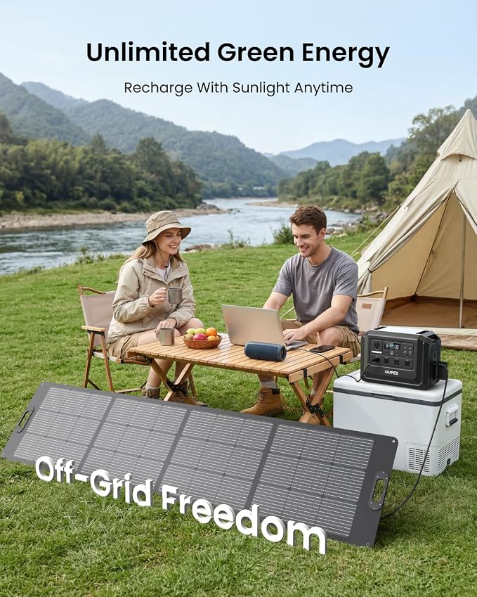 OUPES 2000W Solar Generator Kit Mega 1 Lite with 2x 240W Solar Panels (480W Total), 1024Wh LiFePO4 Power Station, 46 Min AC Charge, Ultra-Fast Solar Recharge, Home Backup & Off-Grid Living