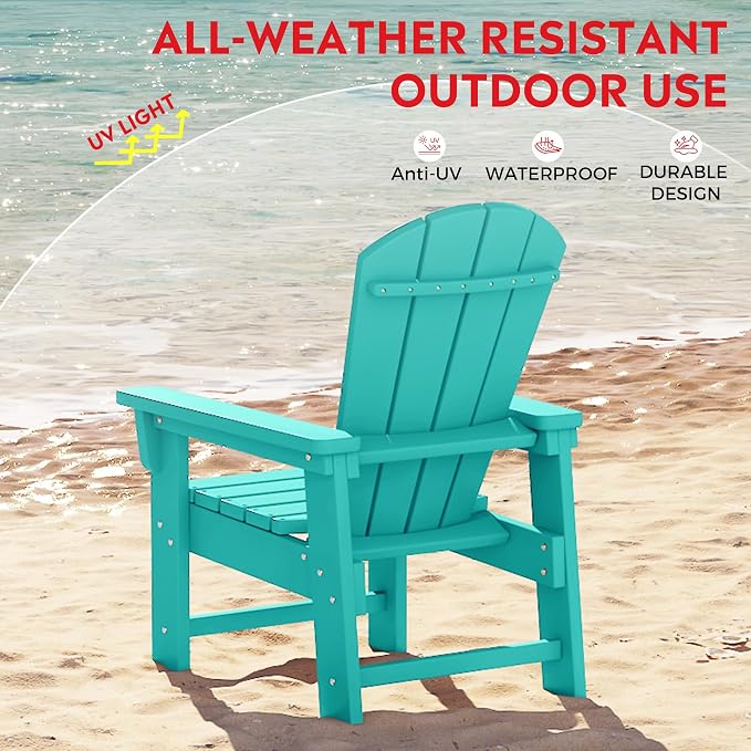 Costaelm Paradise Kids 5-Piece HDPE Outdoor Square Patio Dining Table and Chairs Set, Turquoise