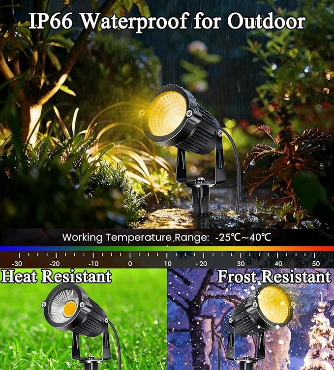 Low Voltage Landscape Lighting with Connectors Spotlights Outdoor Landscape Lights LED Garden Spot Lights 5W 500LM 12V 24V IP66 Waterproof for Garden Pathway Yard Walls Trees Flags(4 Pack)