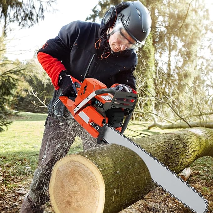 Gas Chainsaw, 71CC 3.9kw Handheld Cordless Petrol Chain Saw with 18.6OZ Fuel Tank, 28" Gas Powered Chainsaw for Garden Pruning, Tree and Wood Cutting, Thickened Blade Design, 10000rpm high speed