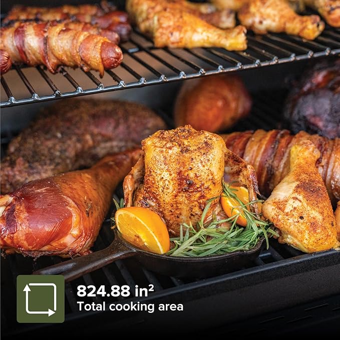 Oakford 875 Pro Pellet Gril with 824 SQ In Cooking Area, Cast Iron Grates, I-Site View Indicator, Heavy Duty Pellet Smoker Grill with Bluetooth Connectivity - 910-0512