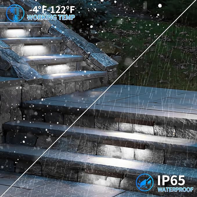 4-Packs 5W 12inch LED Hardscape Paver Lighting,12V AC/DC Low Voltage Retaining Wall Lights,Landscape Lighting,5000K Daylight White Outdoor Step Light,50,000 Hours Lifespan-Black